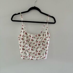 Abercrombie Linen Blend Cropped Tank in Cherry Print